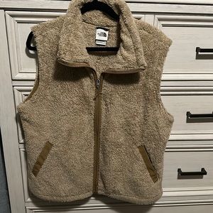 Women’s Size XL Tan Fuzzy North Face Vest